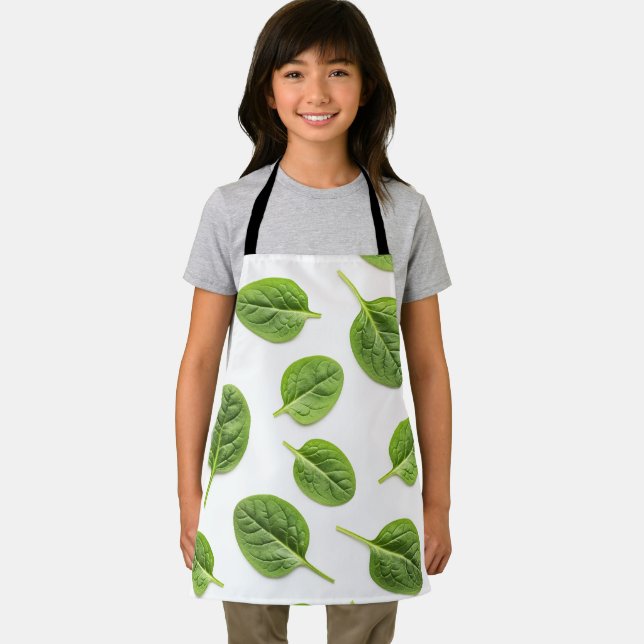 Organic Spinach Leaf Seamless Pattern Apron (Insitu)