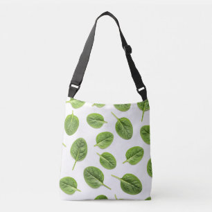 Organic Spinach Leaf Seamless Pattern Crossbody Bag