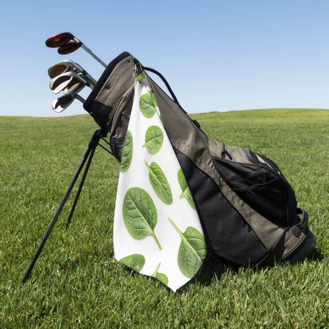 Organic Spinach Leaf Seamless Pattern Golf Towel (Green)