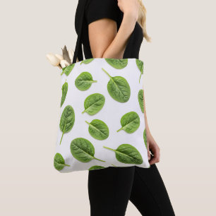 Organic Spinach Leaf Seamless Pattern Tote Bag