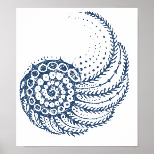 Organic spiral blue poster