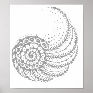 Organic spiral grey poster