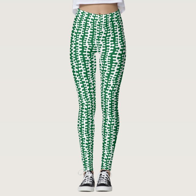 Organic Stripes - Forest Green Leggings (Front)
