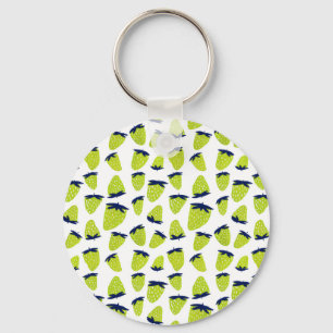 Organic summer strawberries neon green key ring