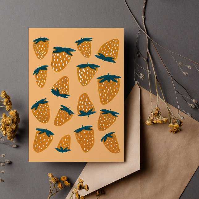 Organic summer strawberries orange postcard (Creator Uploaded)