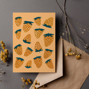 Organic summer strawberries orange postcard