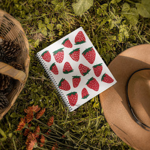 Organic summer strawberries - red and green notebook