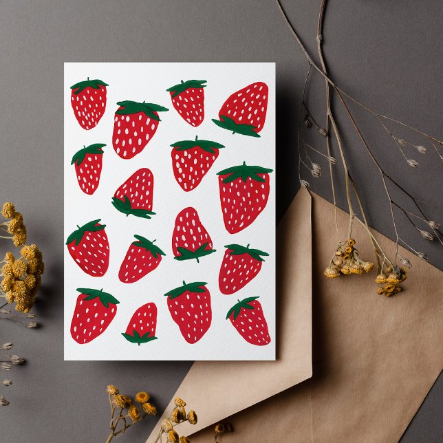 Organic summer strawberries - red and green postcard (Creator Uploaded)