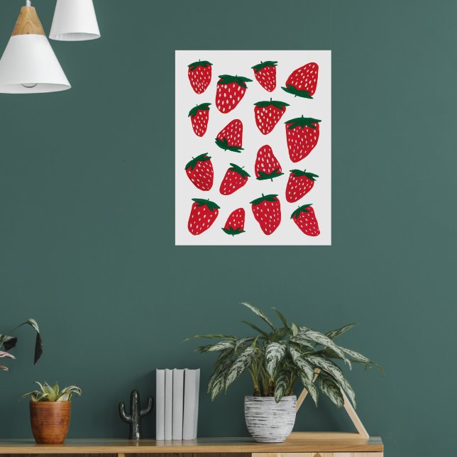 Organic summer strawberries - red and green poster (Living Room 1)