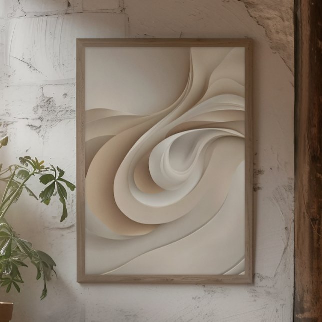 "Organic Swirl" | Beige Abstract Art Poster (Creator Uploaded)