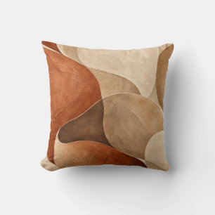 Organic Terracotta Beige Sculptural Abstract Throw Cushion