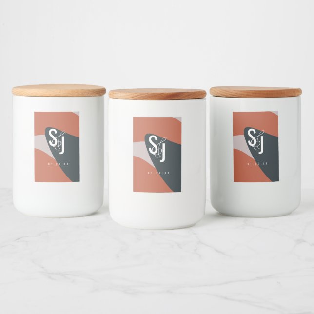 Organic Terracotta Blue Blush Wedding Food Label (Bottles)