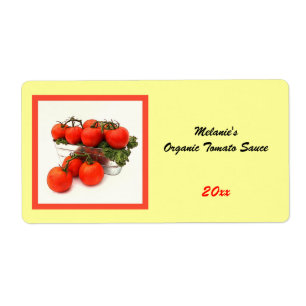 Organic tomato sauce home preserve label