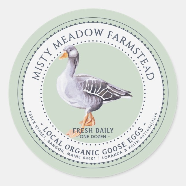 Organic Watercolor Goose Egg Carton Label Green (Front)