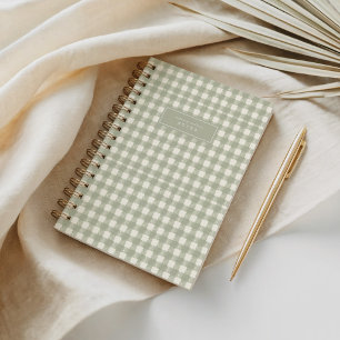 Organic Watercolor Green Tartan Gingham Plaid Notebook