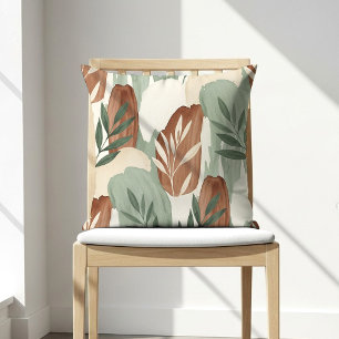 Organic Watercolor Sage Green and Oat Milk Botanic Cushion