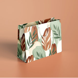Organic Watercolor Sage Green and Oat Milk Botanic Large Gift Bag