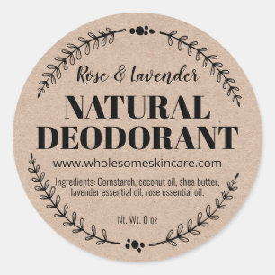 Organic Wellness Natural Deodorant Kraft Labels