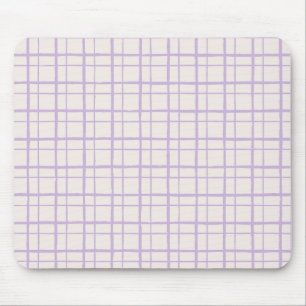 Organic Wobbly Check Grid Pattern Dusty Lilac Mouse Pad