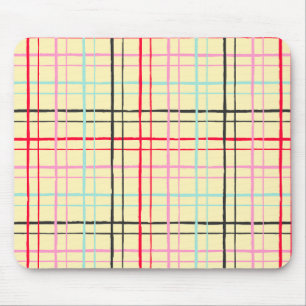 Organic Wobbly Check Grid Pattern Retro Pop Mouse Pad