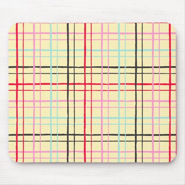 Organic Wobbly Check Grid Pattern Retro Pop Mouse Pad (Front)