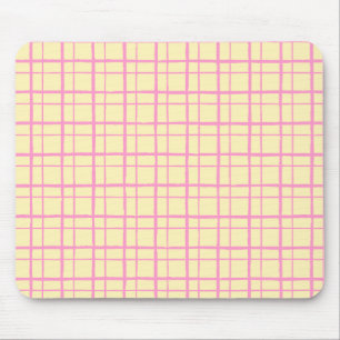 Organic Wobbly Check Grid Pattern Sunshine Yellow Mouse Pad