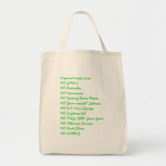 OrganicFoodie List Grocery Bag