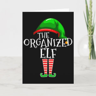 Organised Elf Group Matching Family Christmas Card