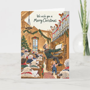 Organist & Sheep – Funny larger Christmas Card