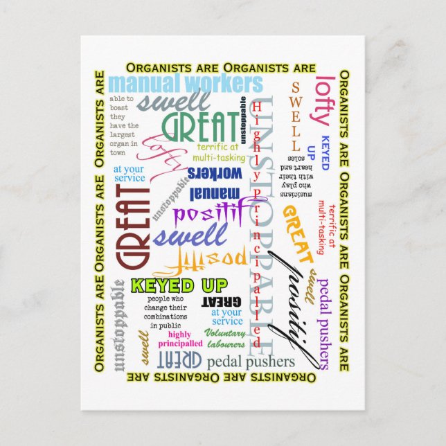Organists are everything postcard (Front)