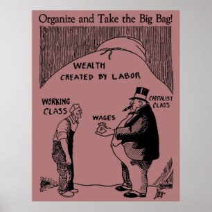 Organize And Take The Big Bag - IWW Socialist Anti Poster