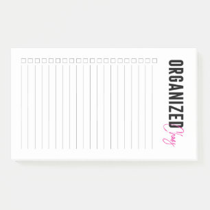 Organized Chaos Pink Lined with Checkboxes Post-it Notes