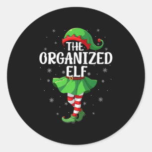 Organized Elf Christmas Girls Women Elf Squad Xmas Classic Round Sticker