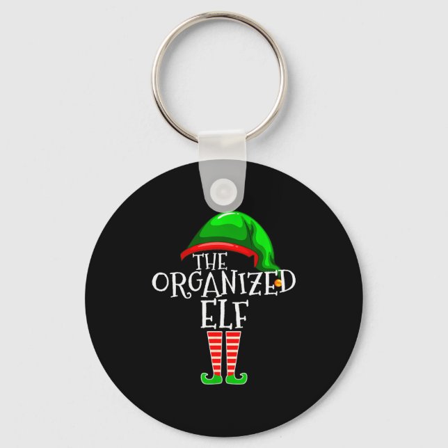 Organized Elf Group Matching Family Christmas  Key Ring (Front)