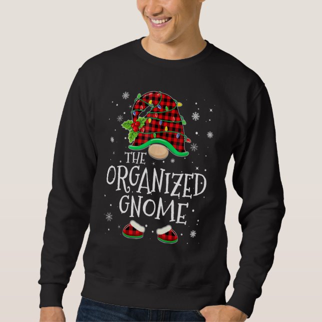 Organized Gnome Red Plaid Matching Family Christma Sweatshirt (Front)