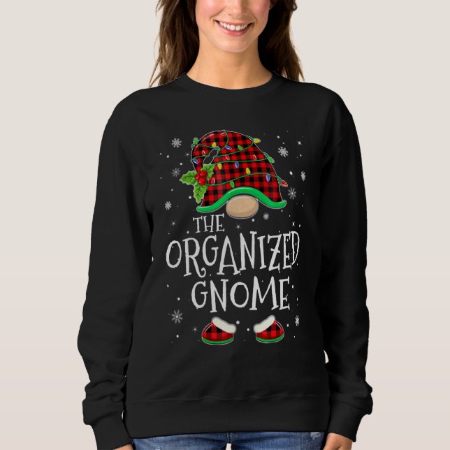 Organized Gnome Red Plaid Matching Family Christma Sweatshirt (Front)