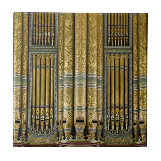 Organs - painted green and gold pipes tile (Front)
