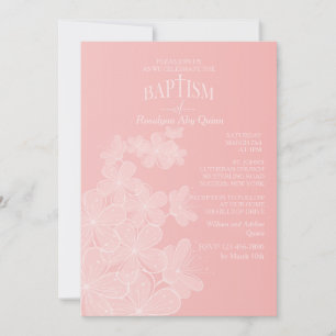 Organza Flowers Baptism Invitation