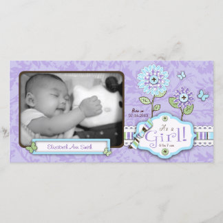 Organza Flowers Photo Card Lav