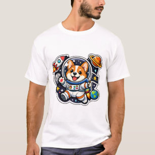 orgi Astronaut  Cute Dog in Space Die-Cut T-Shirt