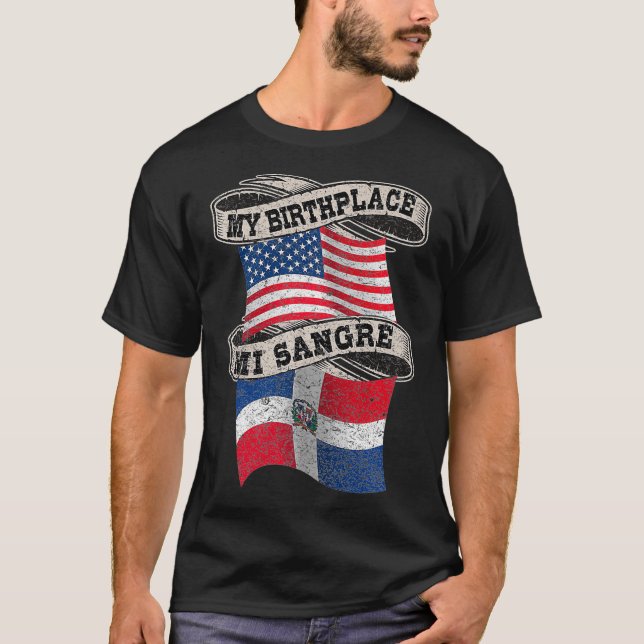 Orgullosamente Dominicano Half Dominican Half Amer T-Shirt (Front)