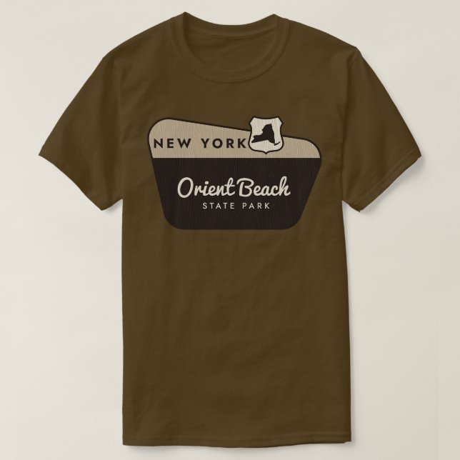 Orient Beach State Park New York Welcome Sign T-Shirt (Design Front)