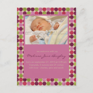 Orient Dots Pink • Baby Announcement