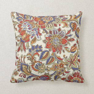 Orient Vintage Retro Colourful Paisley Floral Cushion