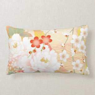 Oriental Accent Japanese Floral Soft Colours-1 Lumbar Cushion