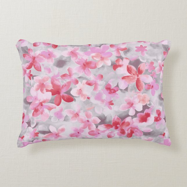 Oriental Accent Japanese Floral Soft Colours Pink- Decorative Cushion (Front)