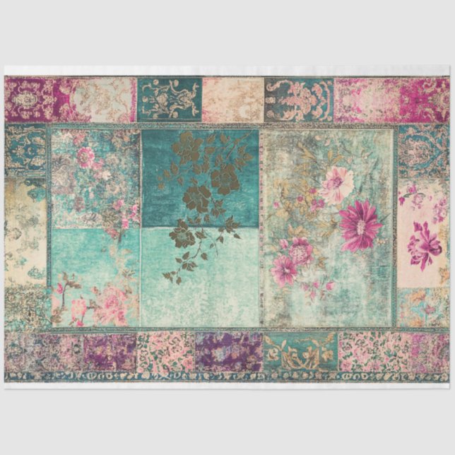 Oriental Aesthetics Eclectic Patchwork Patterns Tissue Paper (Front)