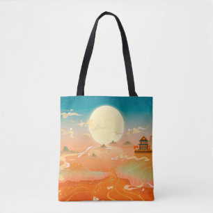 Oriental ancient landscape painting, classical pai tote bag