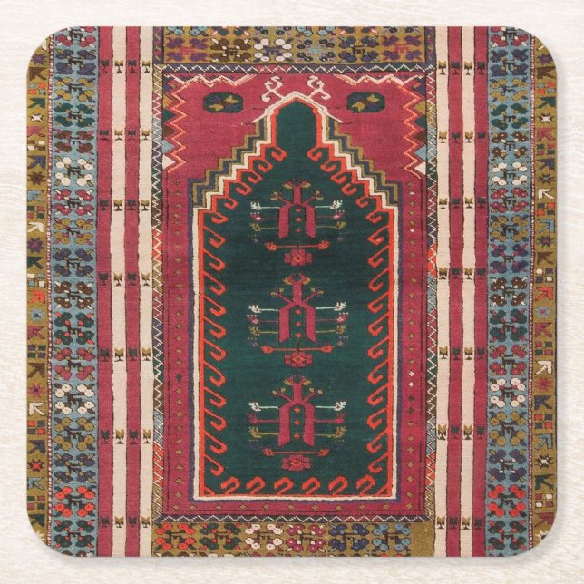 Oriental Antique Kilim Rug    Square Paper Coaster (Front)