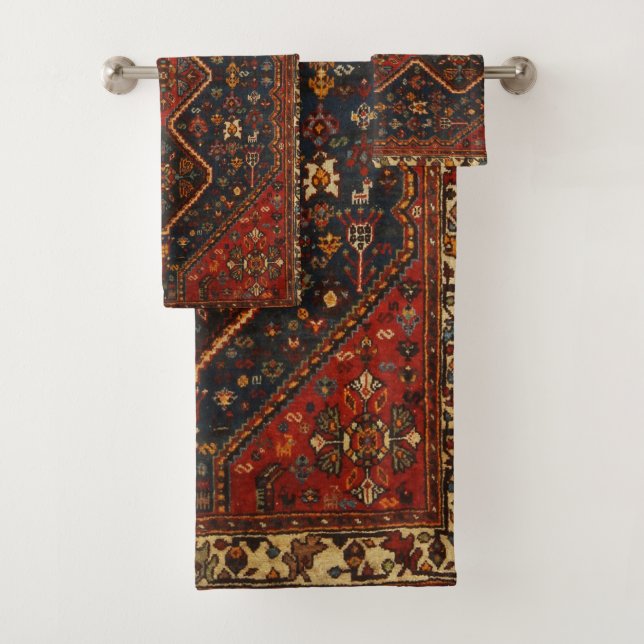 Oriental Antique Persian Turkish Carpet Rug Bath Towel Set (Insitu)